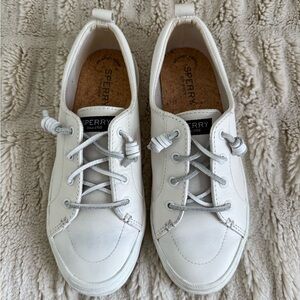 Sperry White Leather Lace-Up Sneakers
